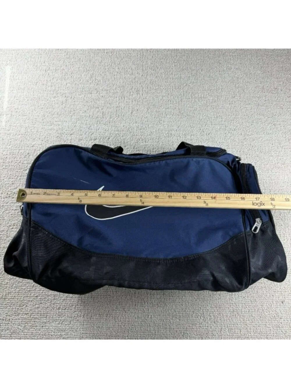 Nike Brasilia Large Logo Gym Duffel Bag Blue Black